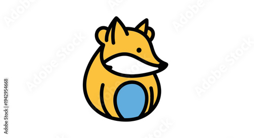 Cartoon Yellow Fox Character Design.
