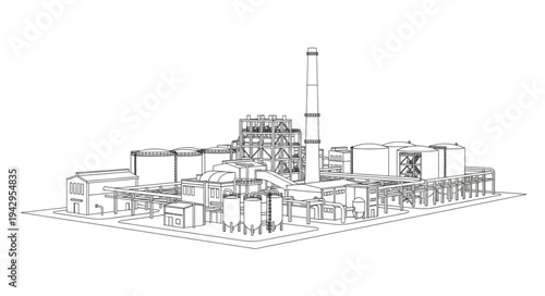Industrial Factory Building Complex Structure.