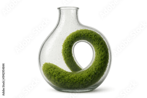 Klein Bottle Terrarium isolated on transparent background, high-detail 3D cutout for ecommerce ads, UI mockups, and digital marketing assets
