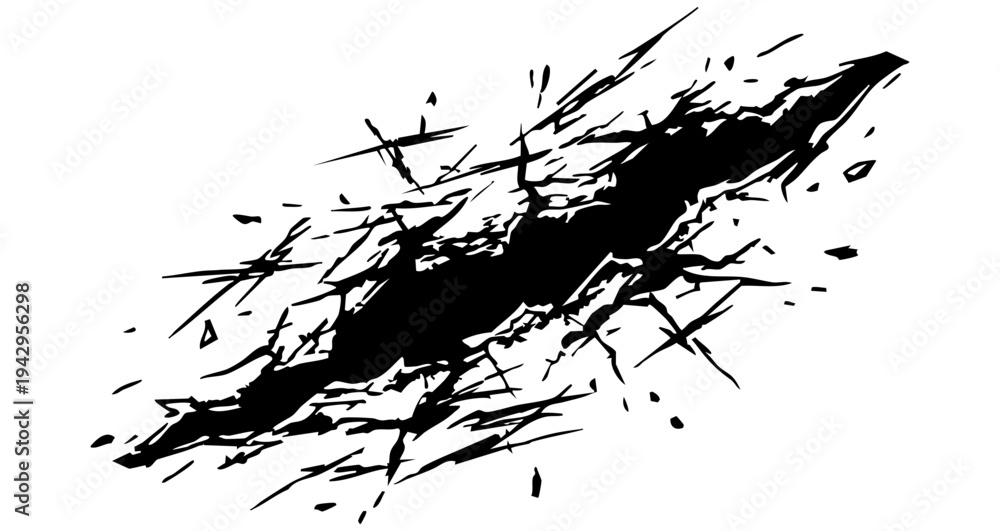 Obraz premium Ground crack. Black ground crack or damaged wall texture. Vector illustration