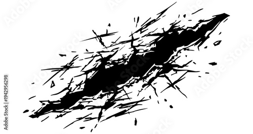 Ground crack. Black ground crack or damaged wall texture. Vector illustration