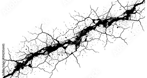 Ground crack. Black ground crack or damaged wall texture. Vector illustration