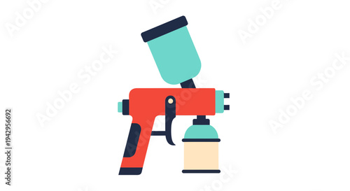 Spray gun vector illustration, flat design, for painting and construction, isolated image