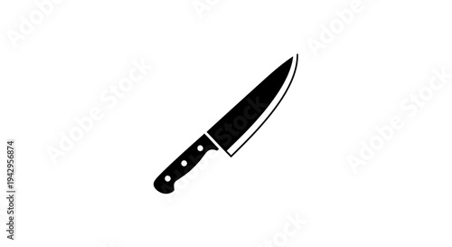 Sharp Chef Knife Icon - Black and White Kitchen Utensil Vector