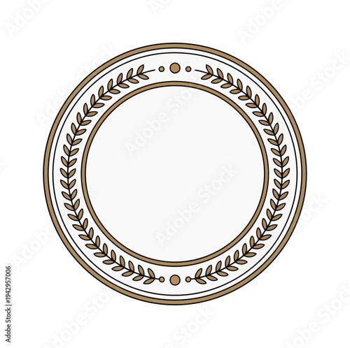Circular emblem design with laurel wreath border for decorative purposes