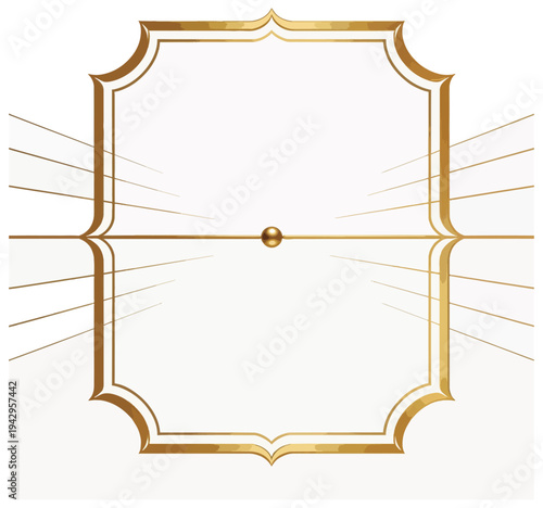 Elegant gold frame with blank space and reflection perfect for design