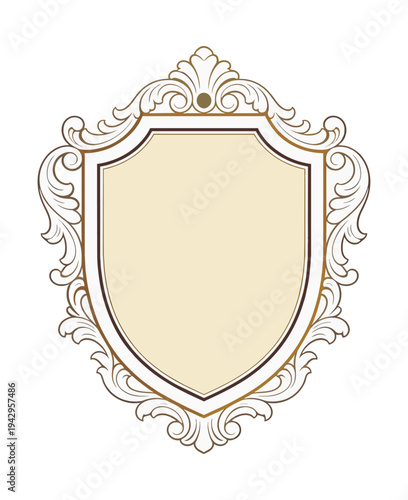 Elegant decorative shield vector with ornament on black background