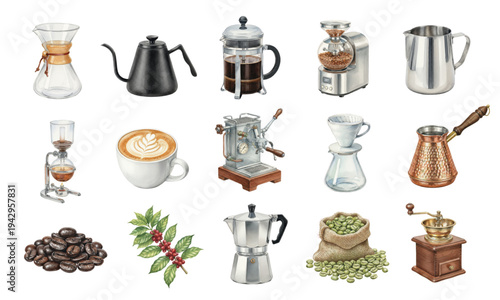 Set of coffee brewing equipment for International Coffee Day