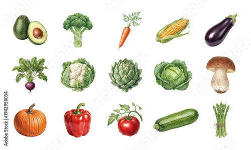 Set of watercolor vegetable clipart for world vegetarian day