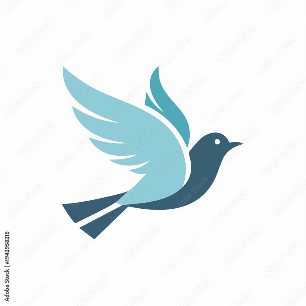 Obraz premium Elegant blue bird soaring through the sky with wings outstretched symbolizing freedom and peace