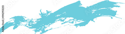 Abstract cyan blue brush stroke on white