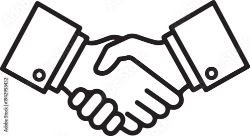A simple illustration depicting a handshake between two people a bold silhouette