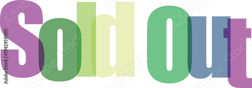 Colorful Overlapping Sold Out Text Vector