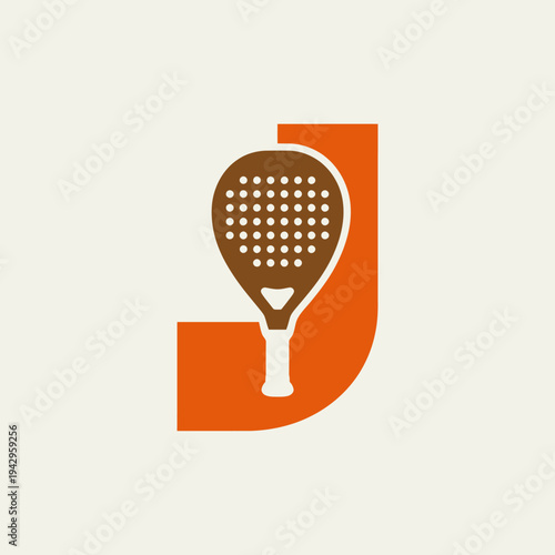 Beach tennis racket and orange letter D  sport and alphabet
