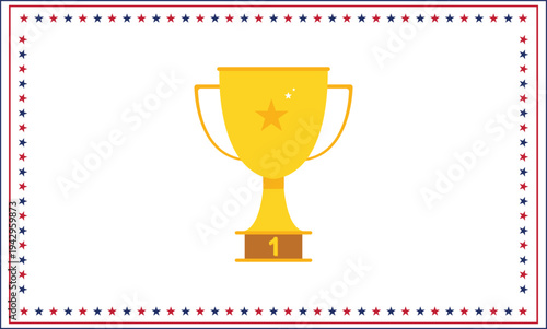 Gold Winner Trophy First Place Award Illustration with Star Border