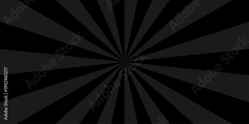 Abstract black and gray summer sun rays cosmic sunburst backdrop background. seamless retro vintage burst sunrise vector wallpaper design.