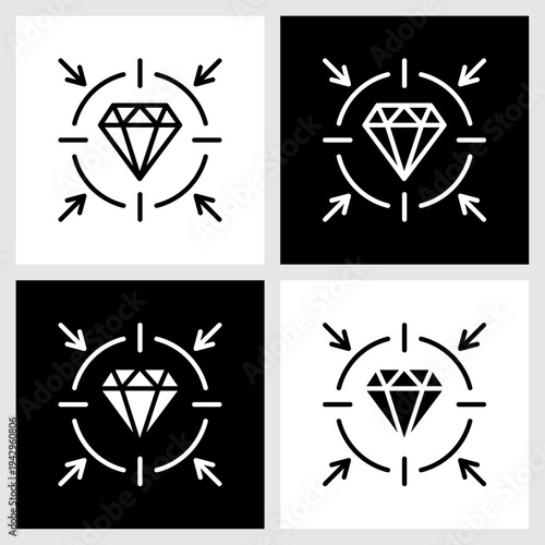 Market Differentiation Icon with Black and White Background