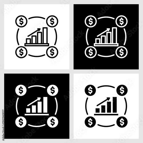 Revenue Stream Icon with Black and White Background