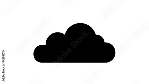 Simple Black Cloud Icon on White Background