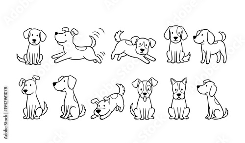 Cute Doggy Doodle Vector Illustration Hand Drawn Dogs Collection