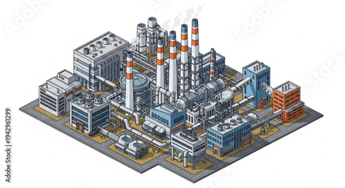 Industrial Factory Complex 3D Model.