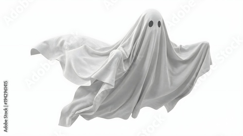 Wallpaper Mural Spooky White Ghost Floating Isolated on White Torontodigital.ca