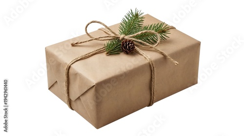 Wallpaper Mural Wrapped Gift with Pine Sprig and Cone Torontodigital.ca