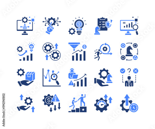 Digital Innovation Icon Collection,  featuring Digital Transformation, Technology, Innovation, Continuous Improvement, Agility, Efficiency, Productivity.