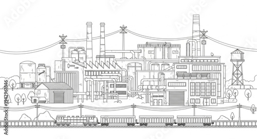 Industrial Factory Complex Architectural Drawing.
