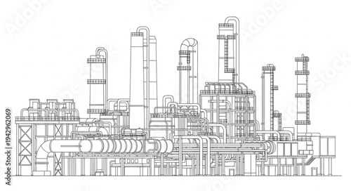 Industrial Factory Complex Blueprint Diagram.