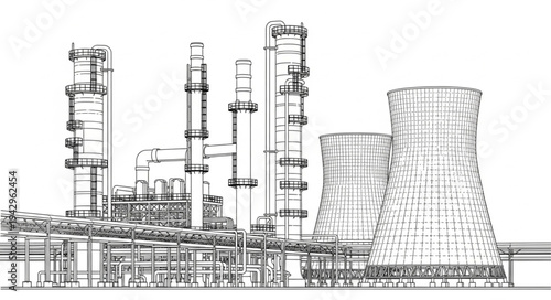 Industrial Factory Buildings and Towers.