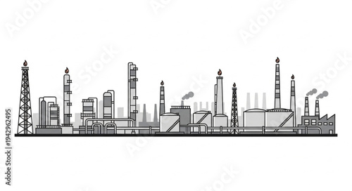 Industrial Factory Buildings and Towers.