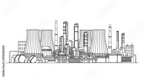 Industrial Factory Buildings Complex Structure.
