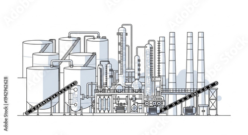 Industrial Factory Buildings Complex Structure.