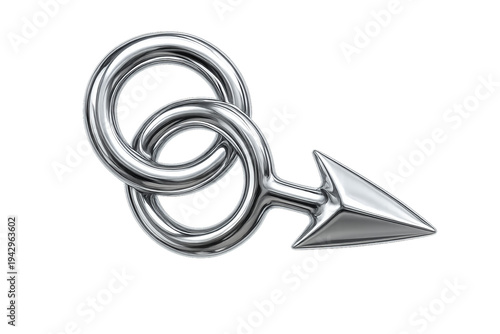 Liquid Chrome Arrow isolated on transparent background, high-detail 3D cutout for ecommerce ads, UI mockups, and digital marketing assets