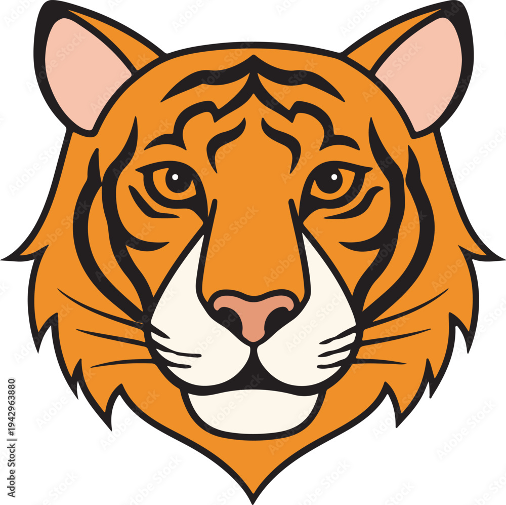 Obraz premium Realistic Tiger face silhouette vector image