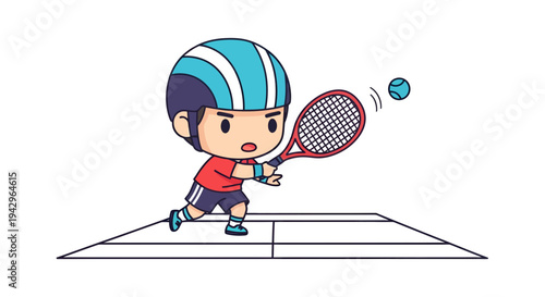 Tennis player illustration, vector style graphic, sport activity, competition concept