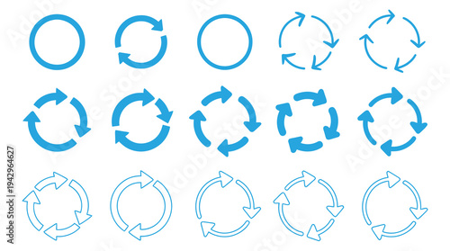 Circle arrows icon, rotating refresh reload recycle loop vector illustration, black arrow symbol for web design infographics, flat style clip art isolated on white background.