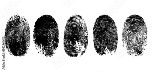 Abstract forensic grunge set fingerprint background texture. vector black grunge fingerprint distressed dirty background design element.