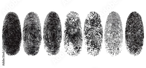 Abstract forensic grunge set fingerprint background texture. vector black grunge fingerprint distressed dirty background design element.