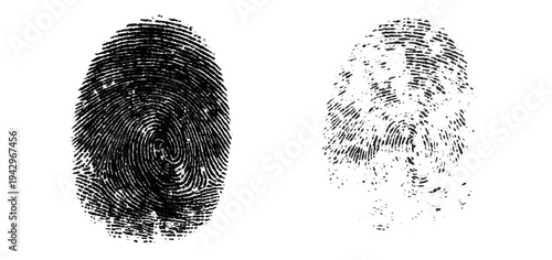Abstract forensic grunge set fingerprint background texture. vector black grunge fingerprint distressed dirty background design element.