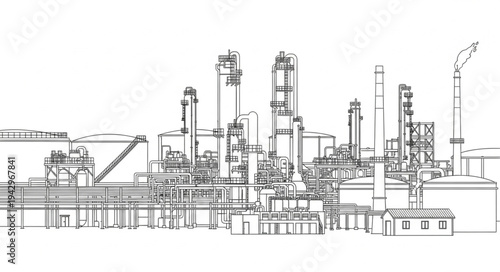 Industrial Factory Complex Illustration.