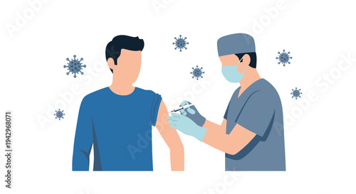 Doctor Giving Vaccination to Male Patient.