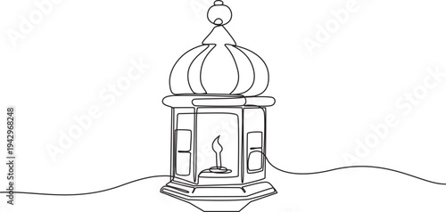 Eid Mubarak lanterns one line art drawing,4