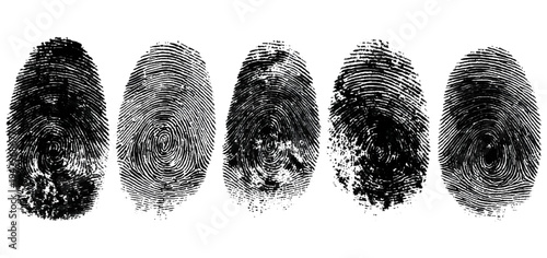 Abstract forensic grunge set fingerprint background texture. vector black grunge fingerprint distressed dirty background design element.
