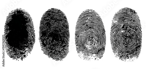 Abstract forensic grunge set fingerprint background texture. vector black grunge fingerprint distressed dirty background design element.