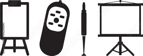 Presentation easel remote control and projector screen