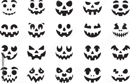 Set of 20 Halloween Pumpkin Faces jack o lantern carved