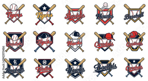 Collection of Baseball Team Logos and Emblems.
