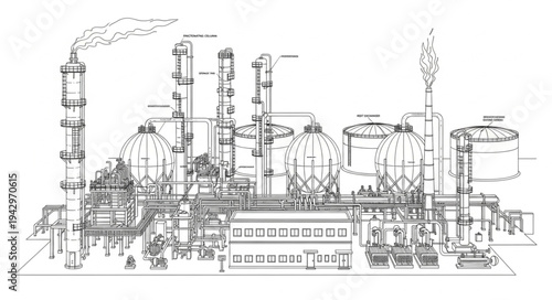 Industrial Factory Complex Technical Drawing.